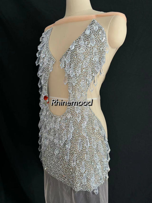 IN STOCK - Apphia Silver - Rhinestone Bodice Applique