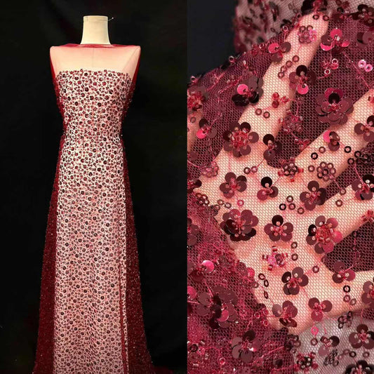 3D Flower Sequin Fabric