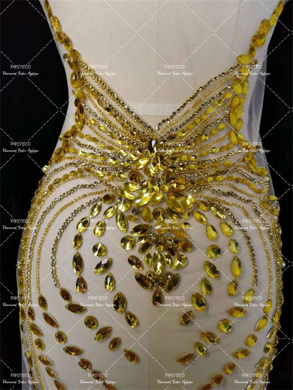 Gem(front&back set) - Rhinestone Bodice Applique