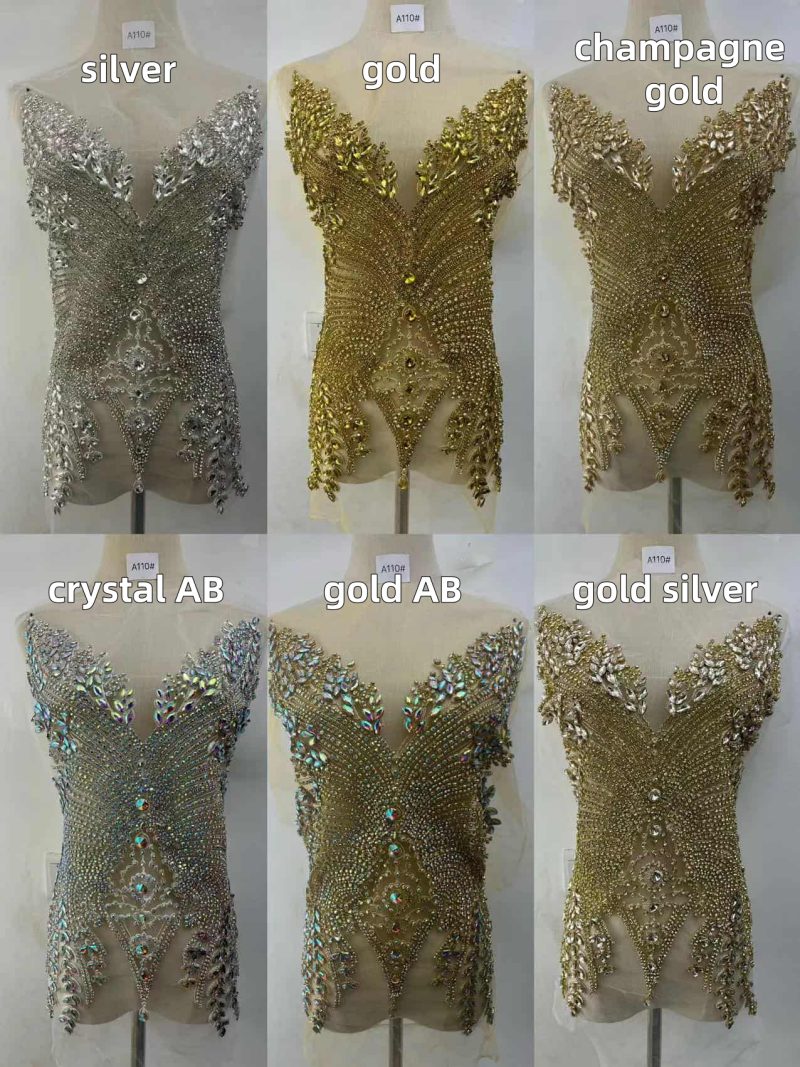 Kira(embroidered mesh) - Rhinestone Bodice Applique