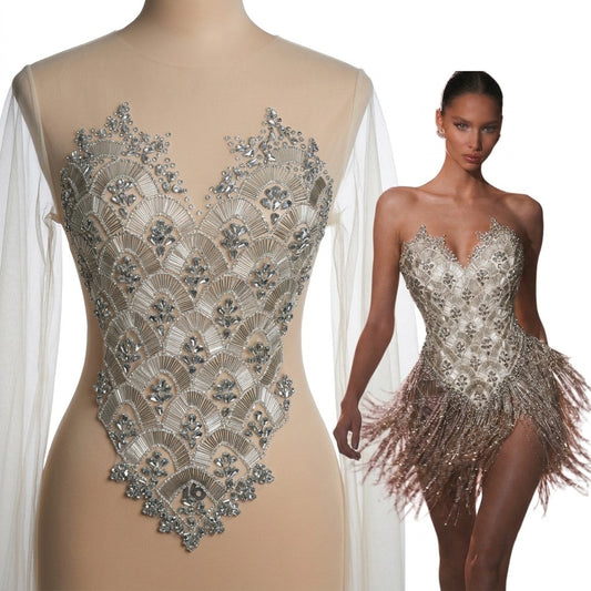 Abby with fringe - Rhinestone Bodice Applique