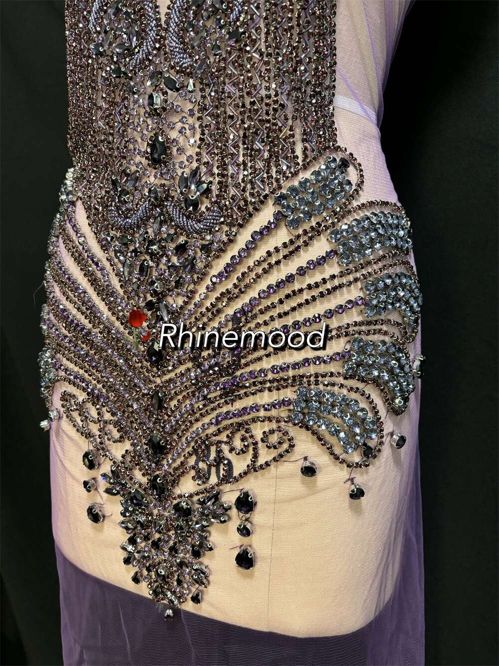 IN STOCK - Bliss Voilet+Burgundy - Rhinestone Bodice Applique
