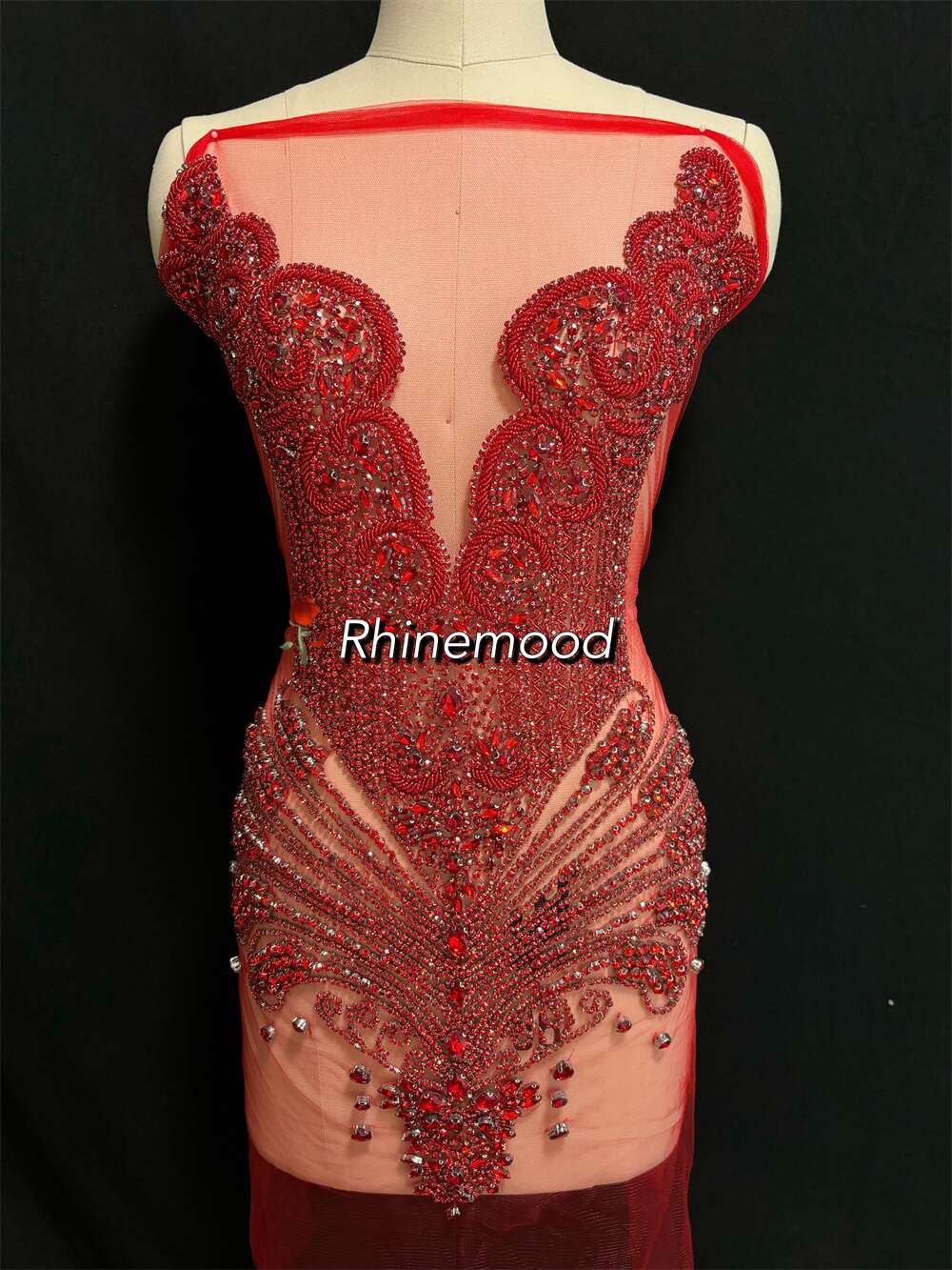 IN STOCK - Bliss Red - Rhinestone Bodice Applique