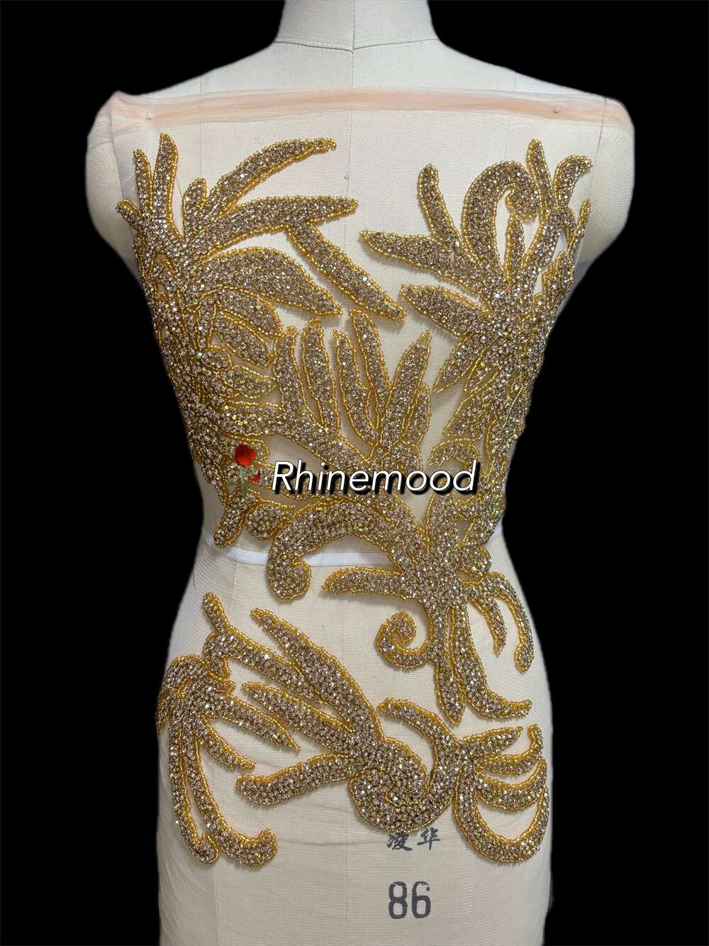 IN STOCK - Bonnie dark gold - Rhinestone Bodice Applique