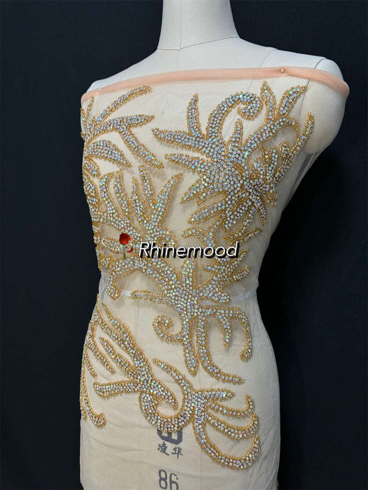 IN STOCK - Bonnie Gold AB - Rhinestone Bodice Applique