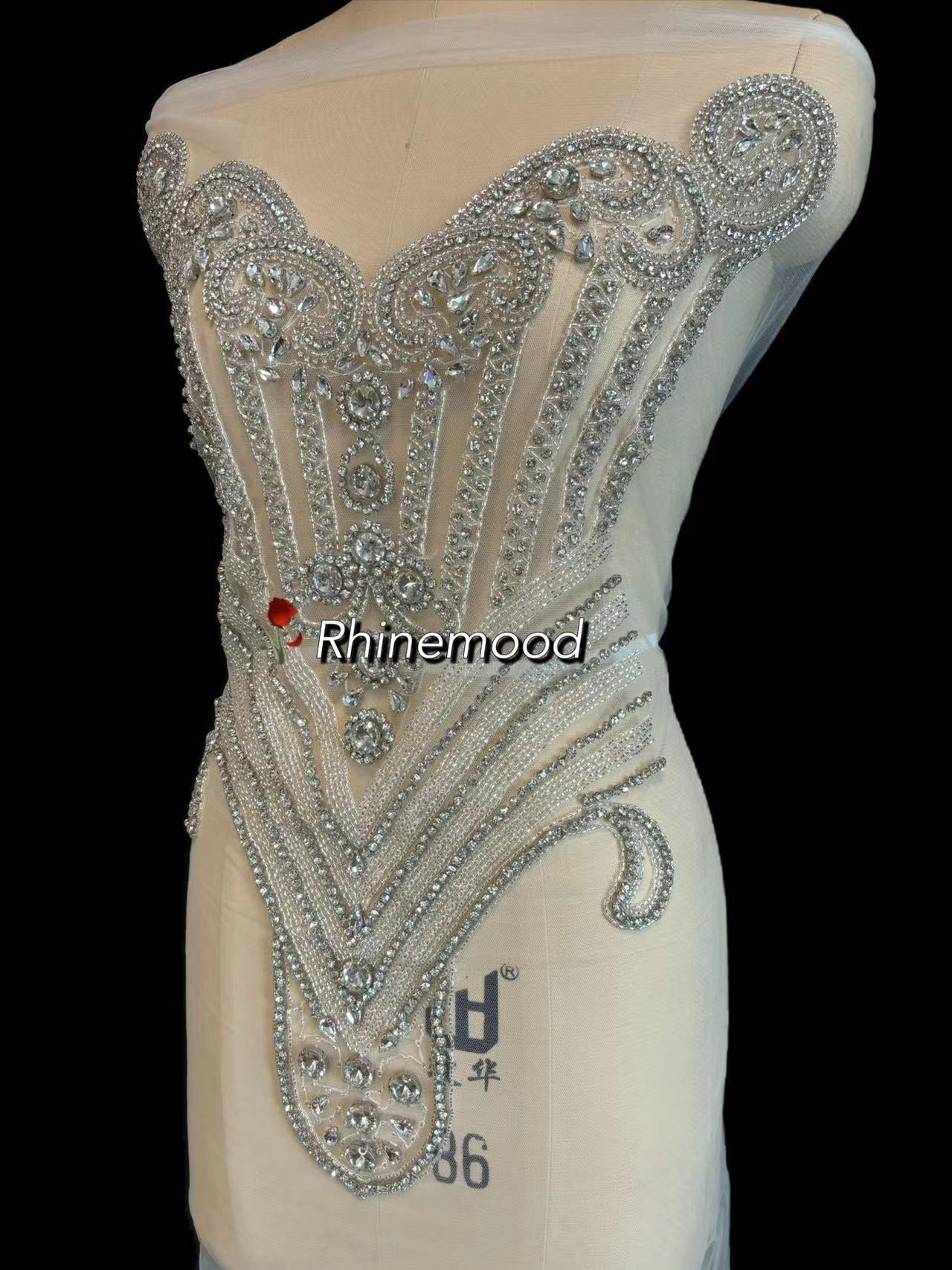 IN STOCK - Delight Silver - Rhinestone Bodice Applique