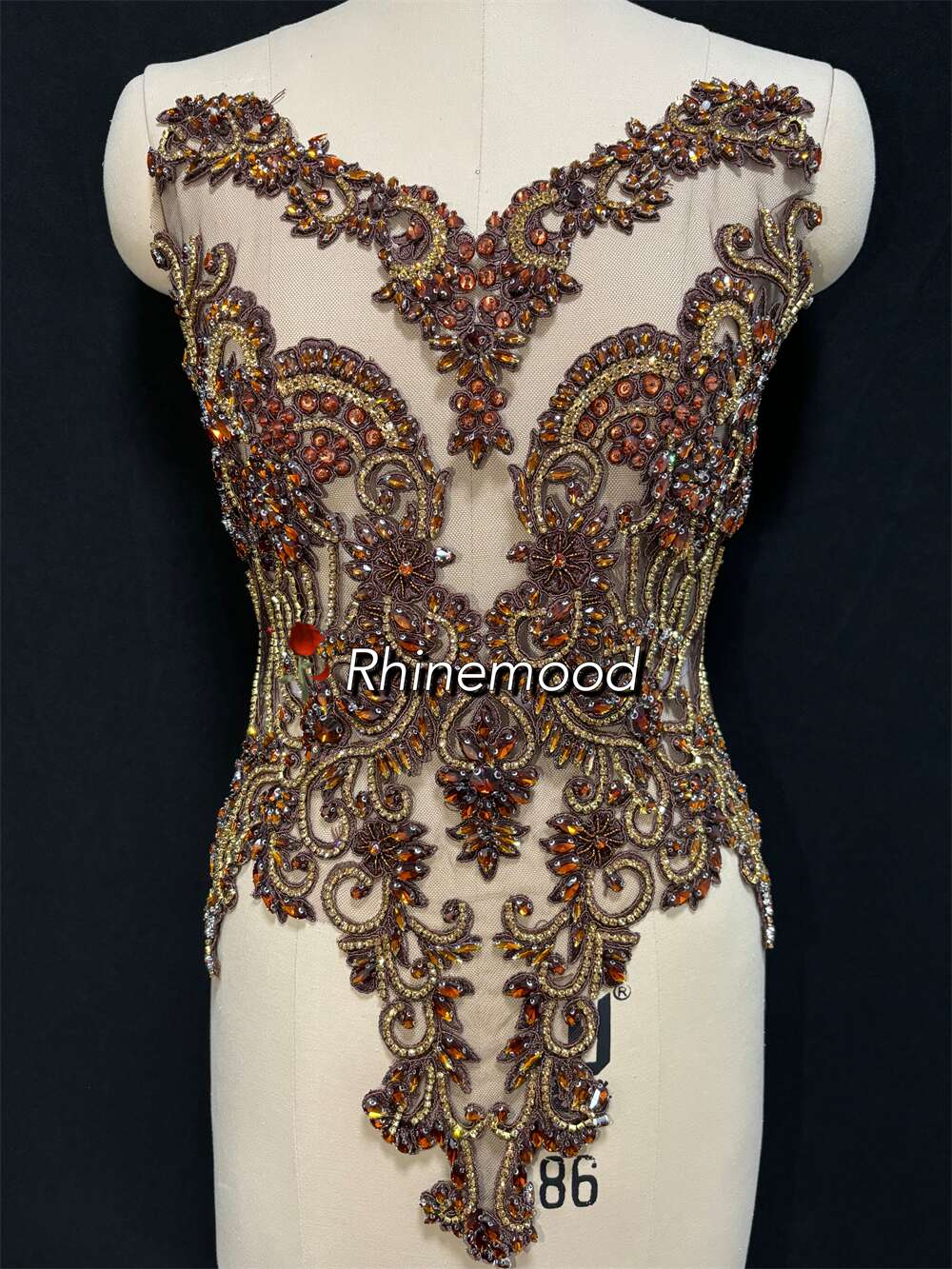 Emma(embroidered mesh) - Rhinestone Bodice Applique