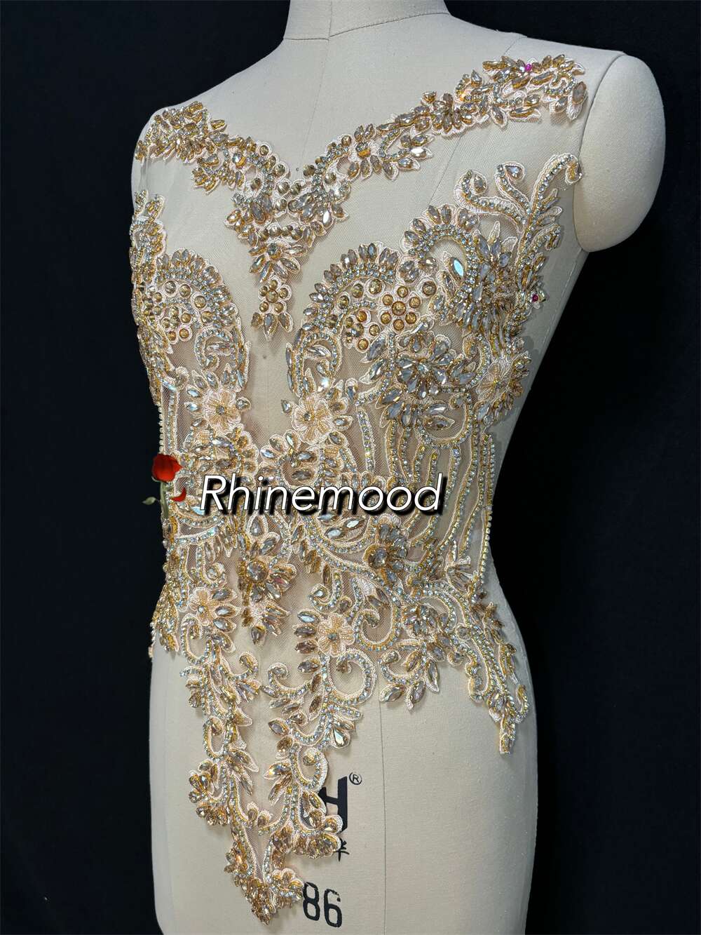 Emma(embroidered mesh) - Rhinestone Bodice Applique