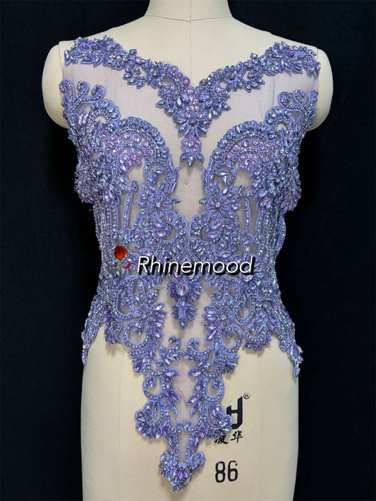 Emma(embroidered mesh) - Rhinestone Bodice Applique