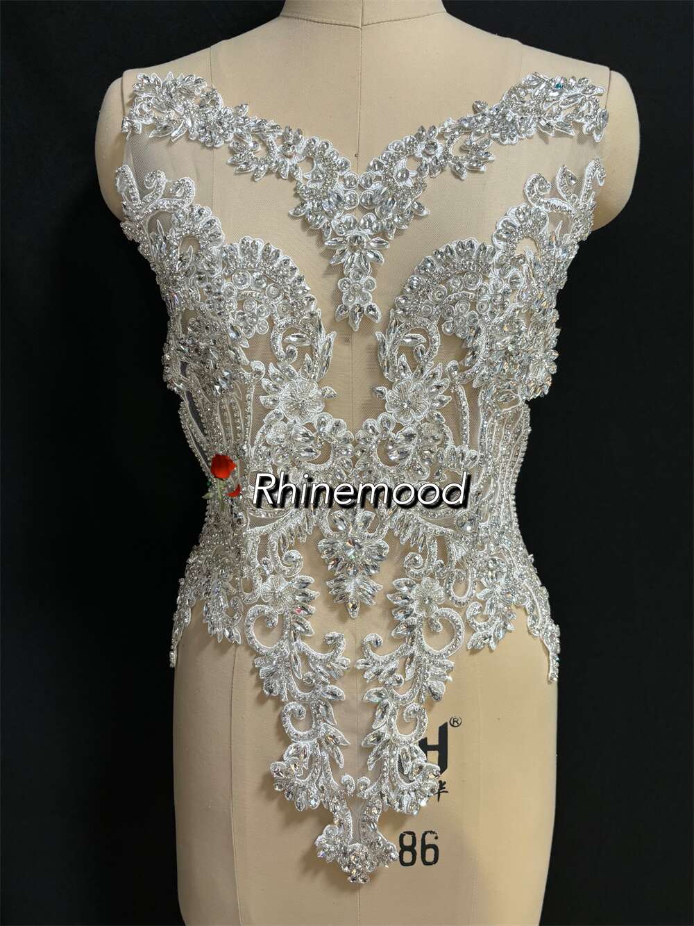 Emma(embroidered mesh) - Rhinestone Bodice Applique