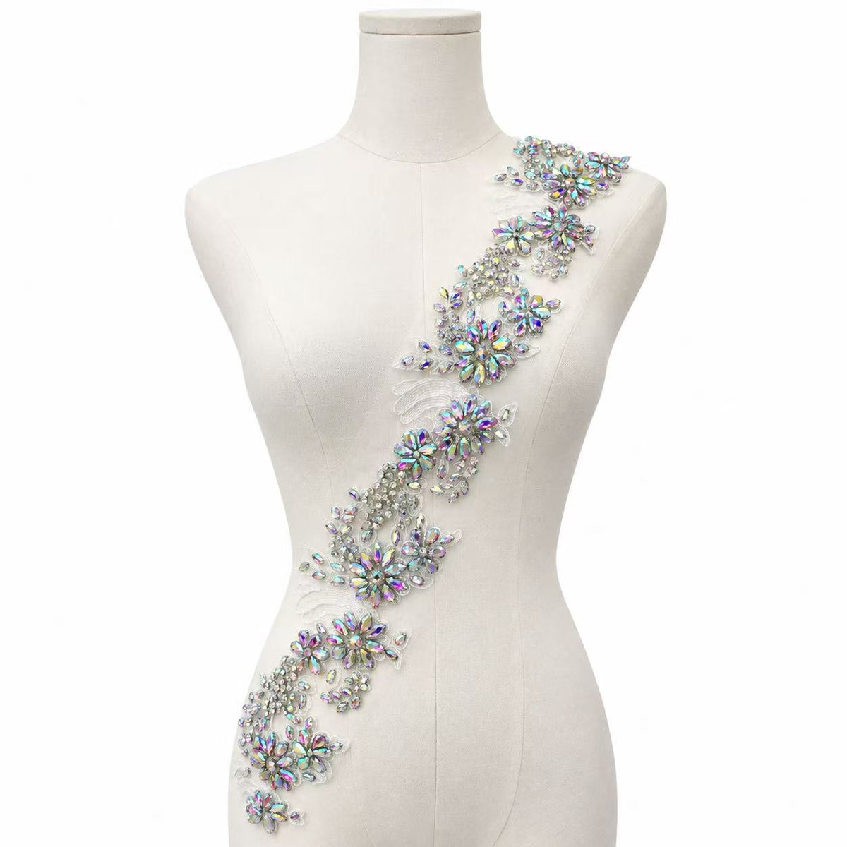 Rhinestone Floral Applique Trim