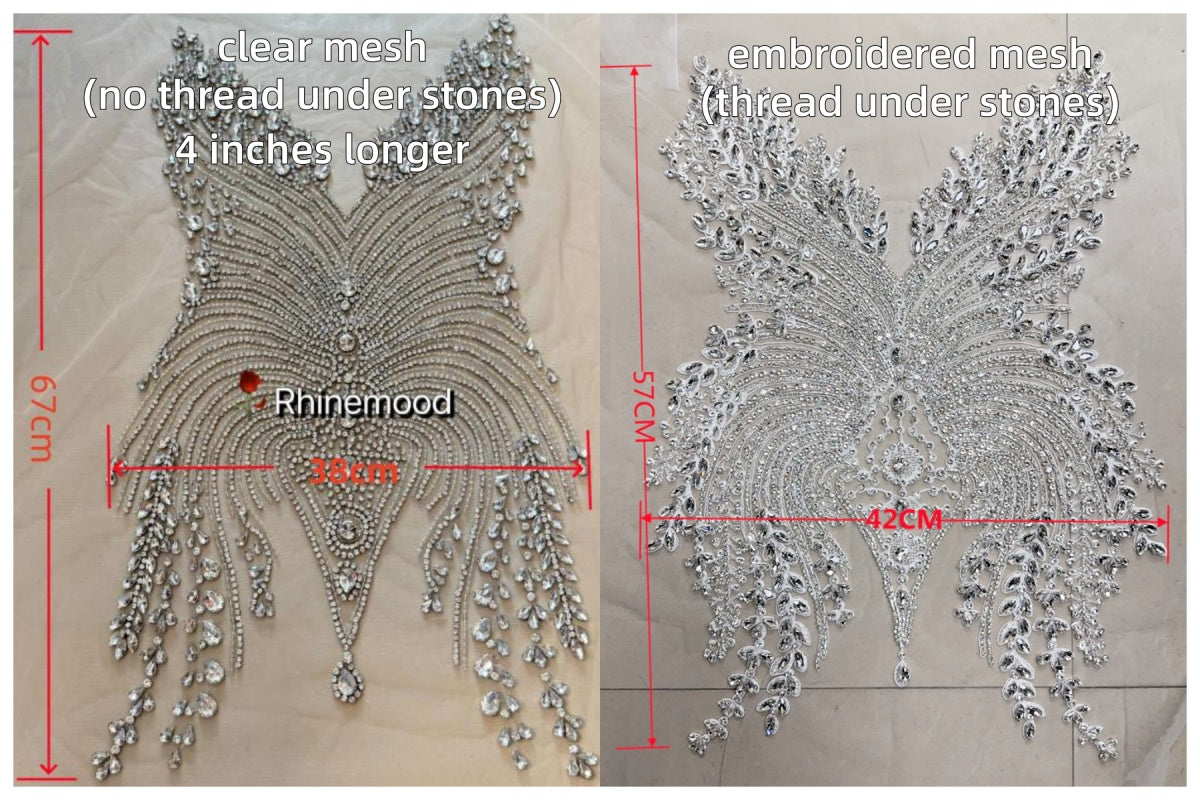 Kira(clear mesh) - Rhinestone Bodice Applique