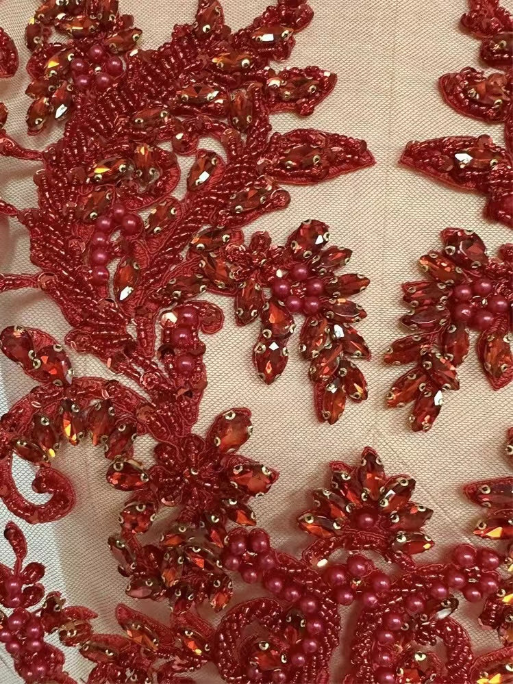 Lilian(embroidered mesh) - Rhinestone Bodice Applique