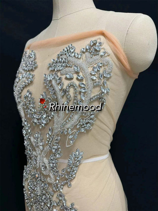 Lilian(clear mesh) - Rhinestone Bodice Applique