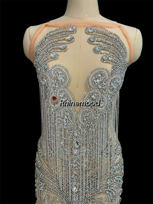Luxe with fringe- Rhinestone Bodice Applique