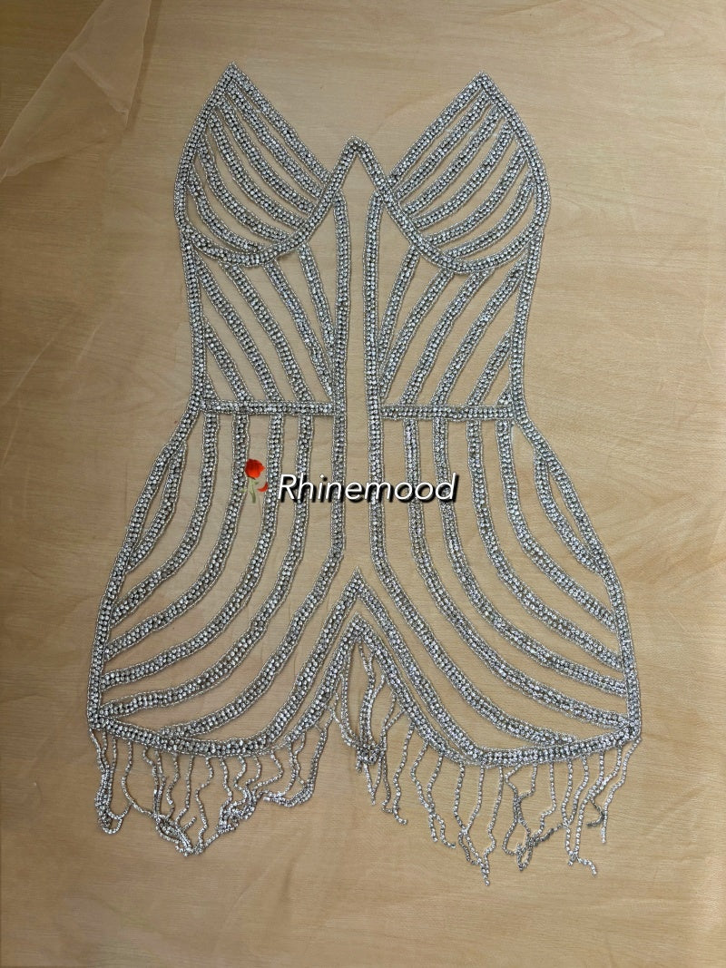 IN STOCK - Moonbeam Silver - Rhinestone Bodice Applique