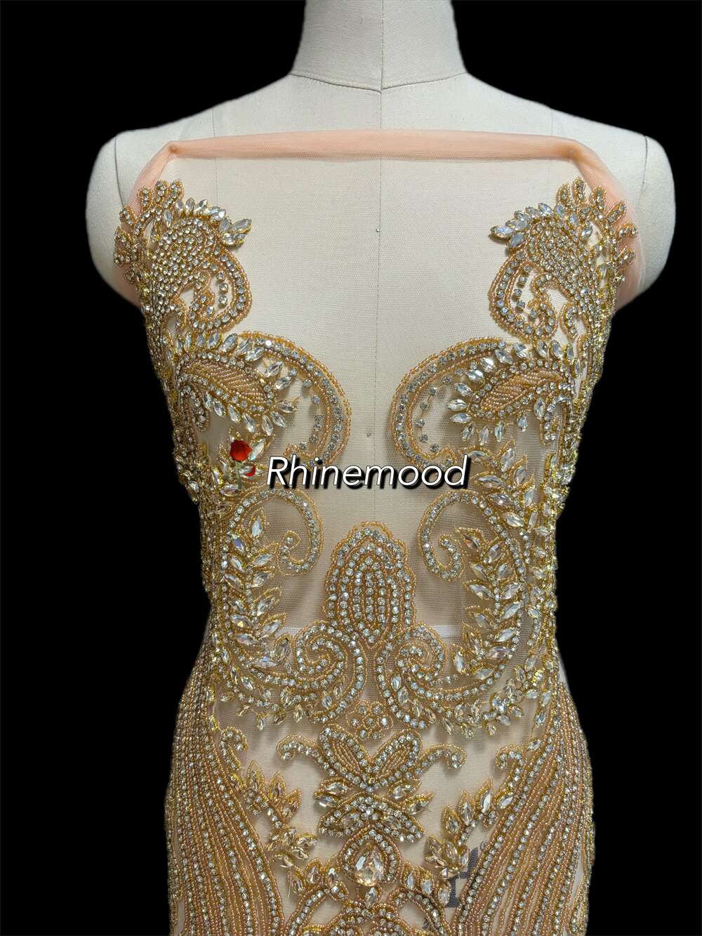 IN STOCK - Posh Champagne gold - Rhinestone Bodice Applique