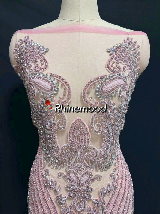 IN STOCK - Pink - Rhinestone Bodice Applique
