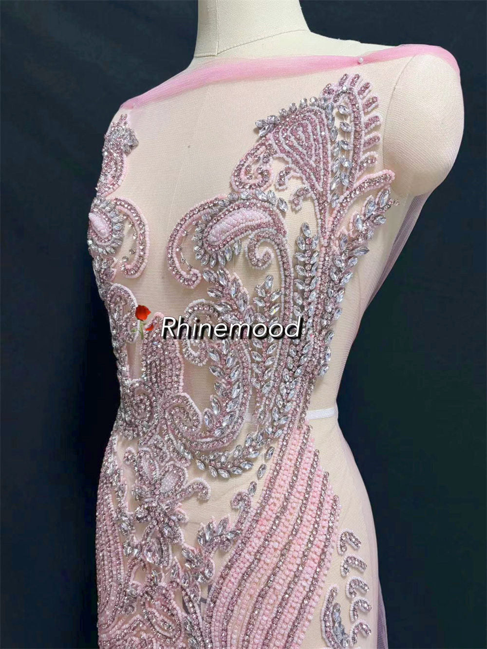 IN STOCK - Pink - Rhinestone Bodice Applique