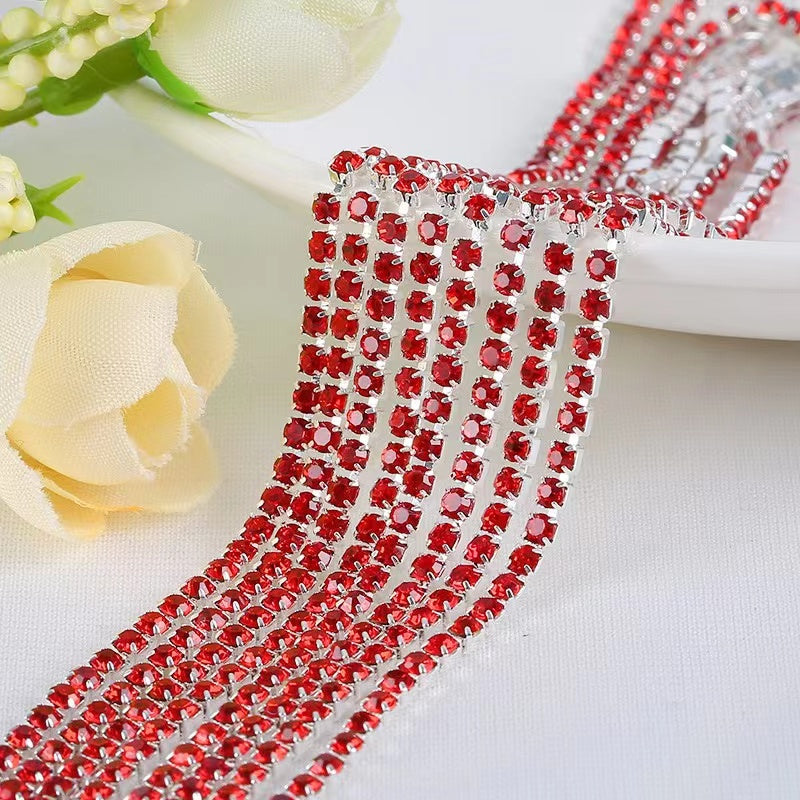 Rhinestone Cup Chain (silver chain & silver claws) - 10meters