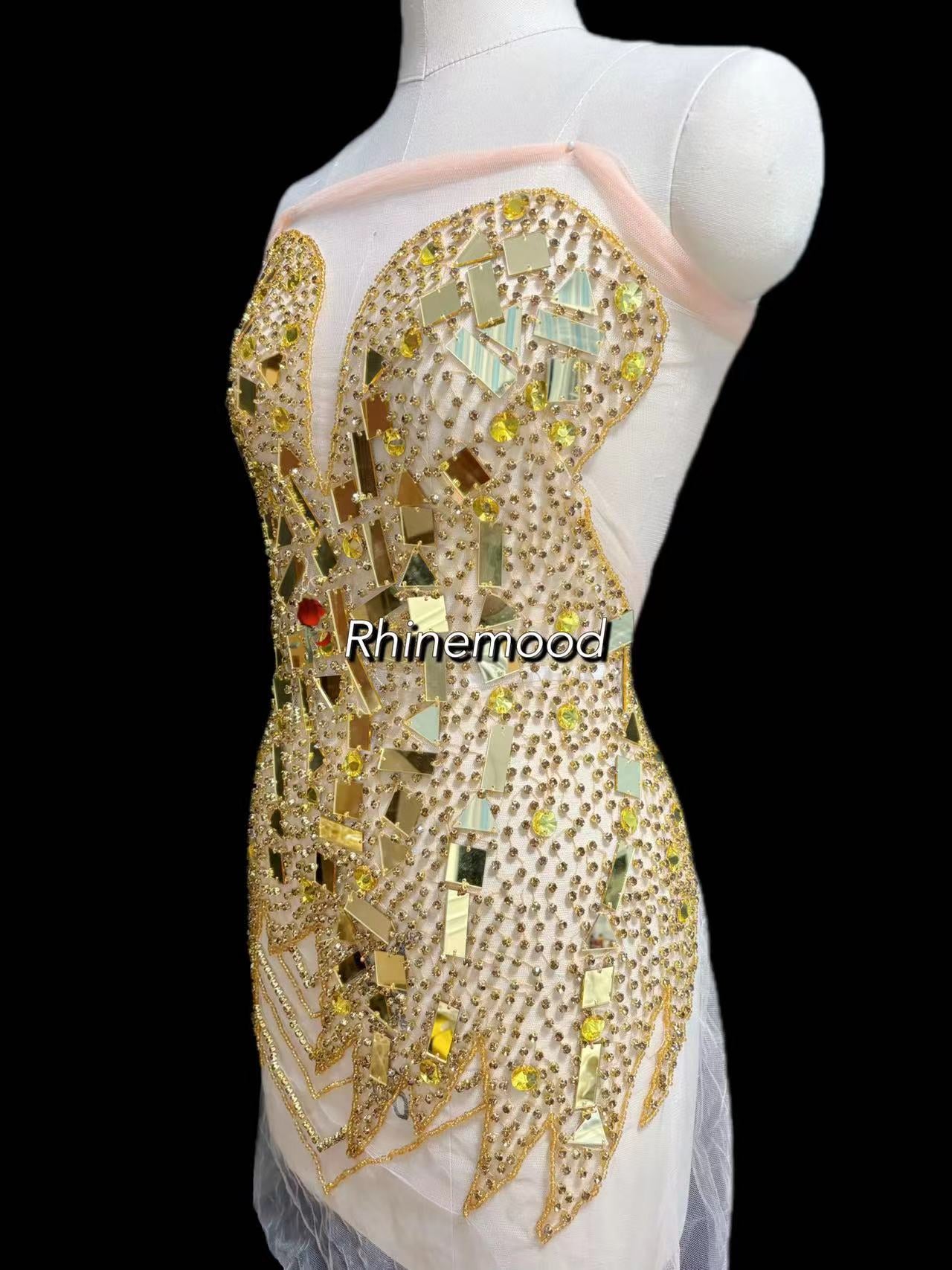 IN STOCK - Shine Gold - Rhinestone Bodice Applique