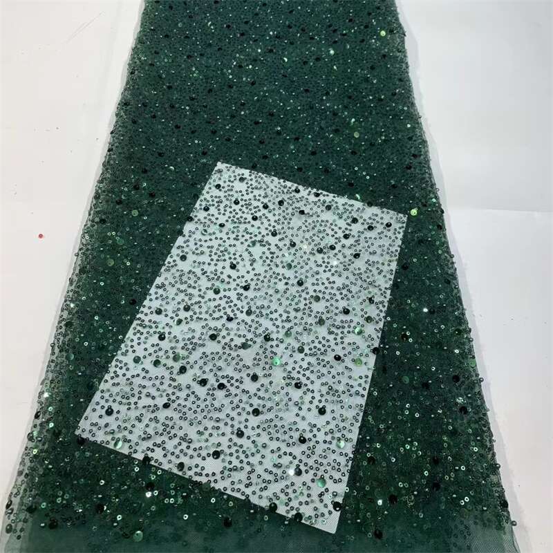 French Style Embroidered Beads and Sequins Lace Fabric