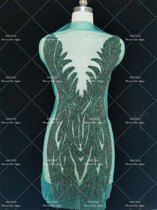 IN STOCK - Dazzle Emerald Green - Rhinestone Bodice Applique