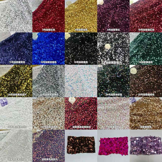 Densely Embellished Sequin Velvet Fabric