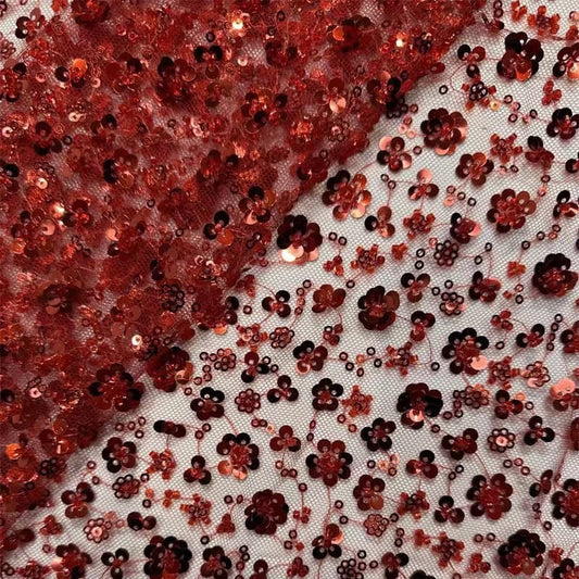 3D Flower Sequin Fabric