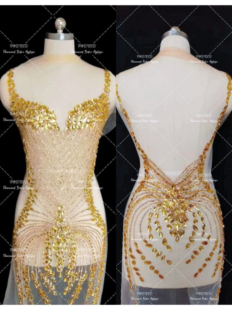 Gem(front&back set) - Rhinestone Bodice Applique