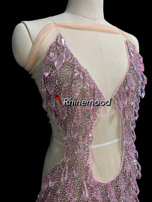 IN STOCK - Apphia Pink - Rhinestone Bodice Applique