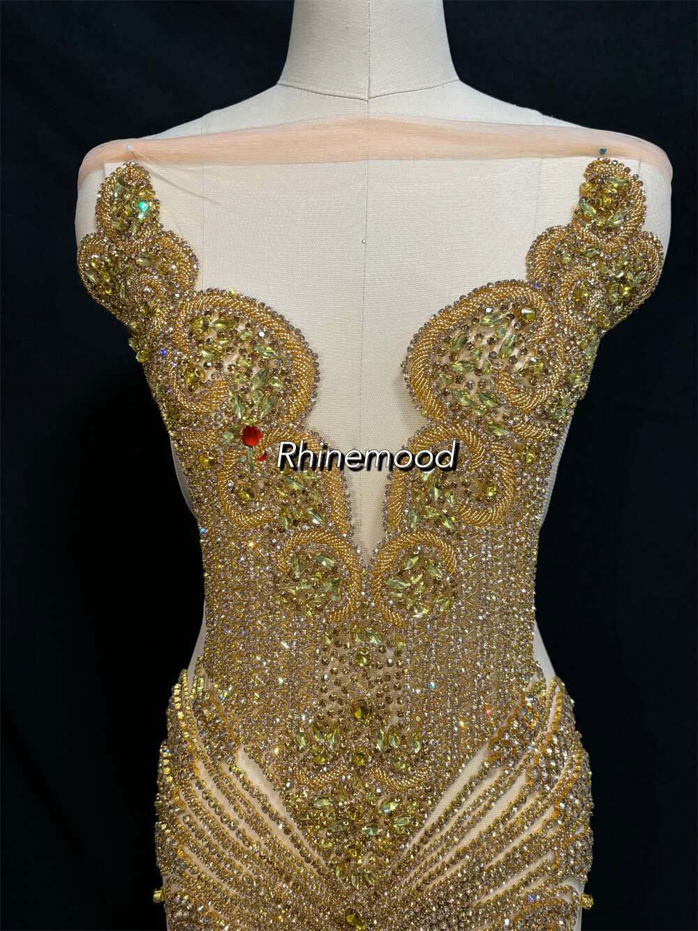 IN STOCK - Bliss Gold - Rhinestone Bodice Applique