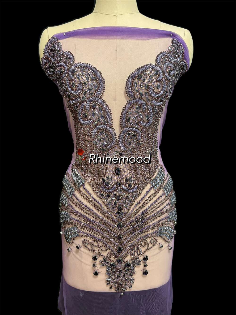 IN STOCK - Bliss Voilet+Burgundy - Rhinestone Bodice Applique