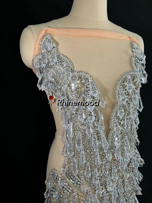 Bliss with Crystal Icicle Drops - Rhinestone Bodice Applique
