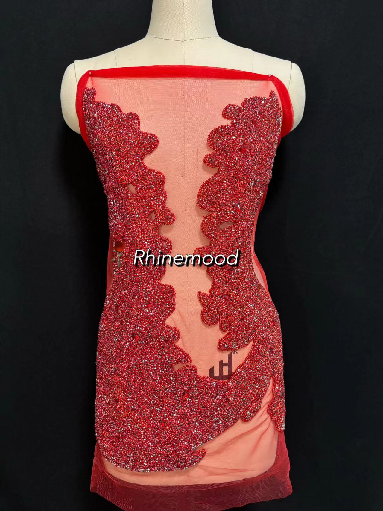IN STOCK - Chic S Red - Rhinestone Bodice Applique