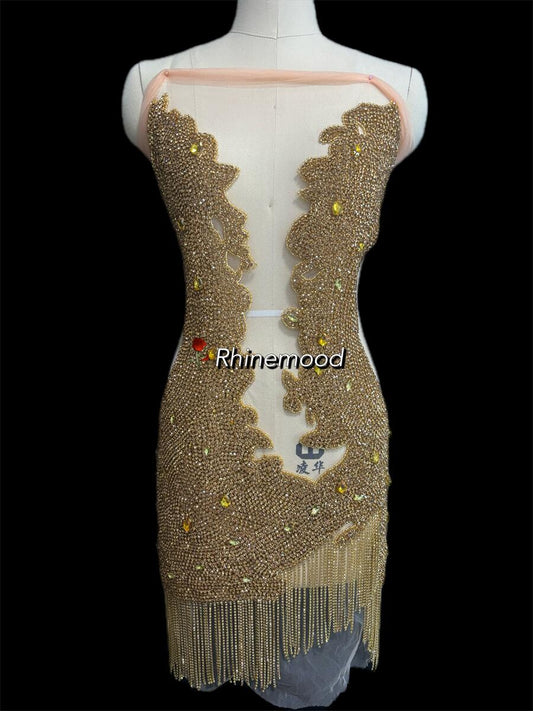 Chic with fringe- Rhinestone Bodice Applique