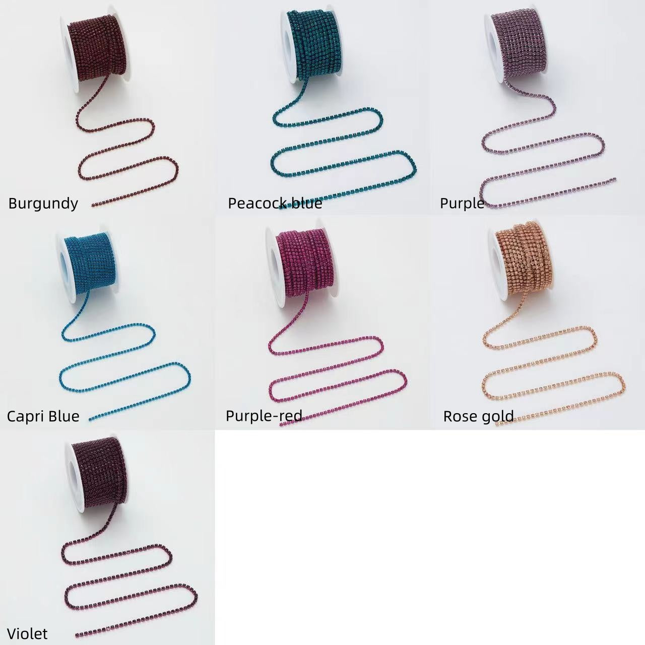 Rhinestone Cup Chain (with matching-color claws) - 10yards