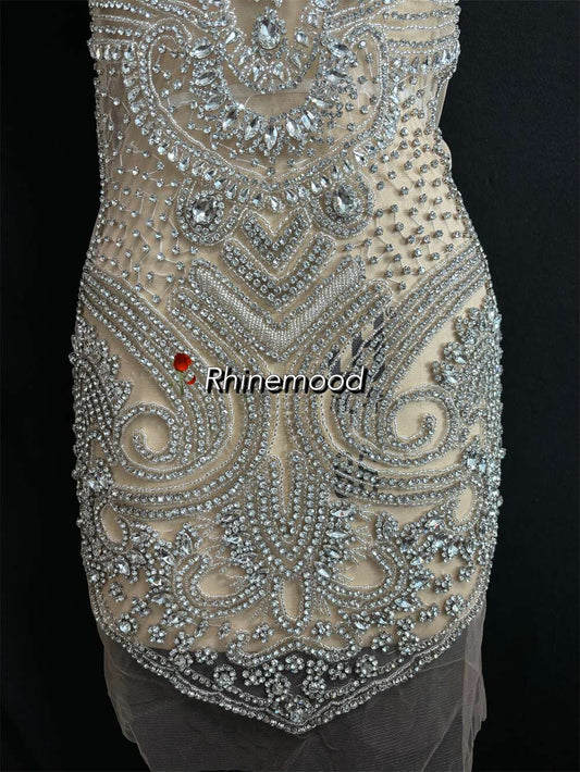 IN STOCK - Elizabeth Silver - Rhinestone Bodice Applique