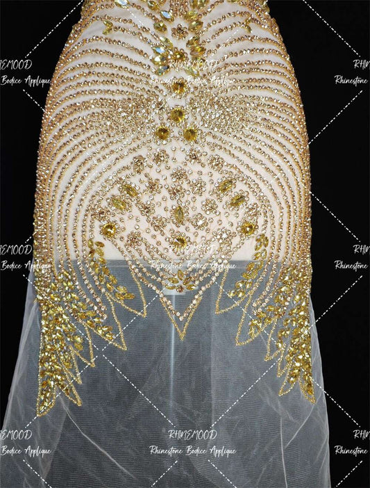 IN STOCKC - Ella Gold- Rhinestone Bodice Applique