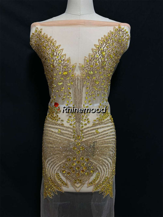 IN STOCKC - Ella Gold- Rhinestone Bodice Applique