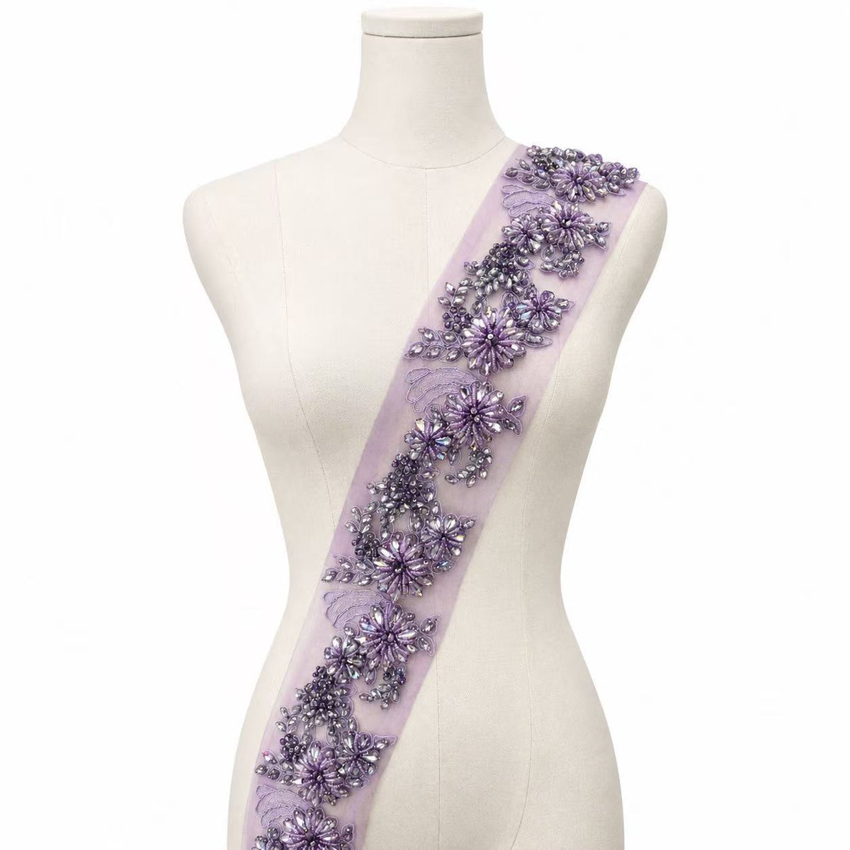 Rhinestone Floral Applique Trim