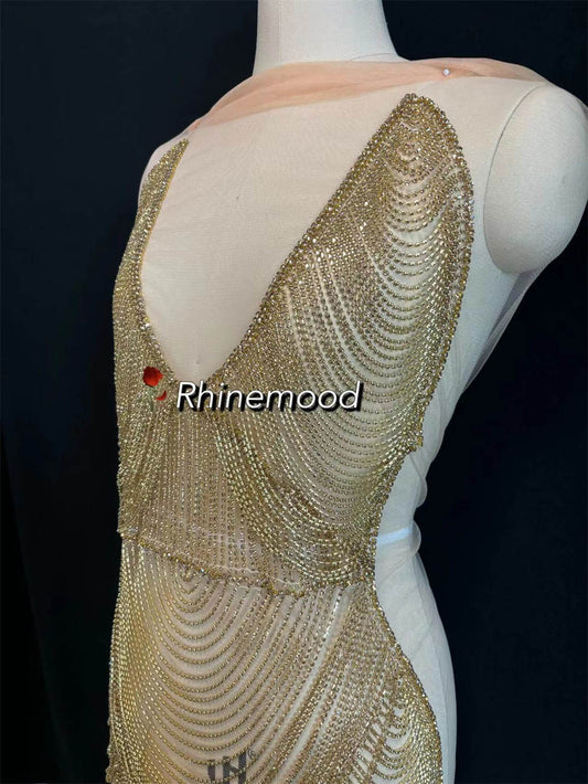 IN STOCK - Galaxy Gold - Rhinestone Bodice Applique