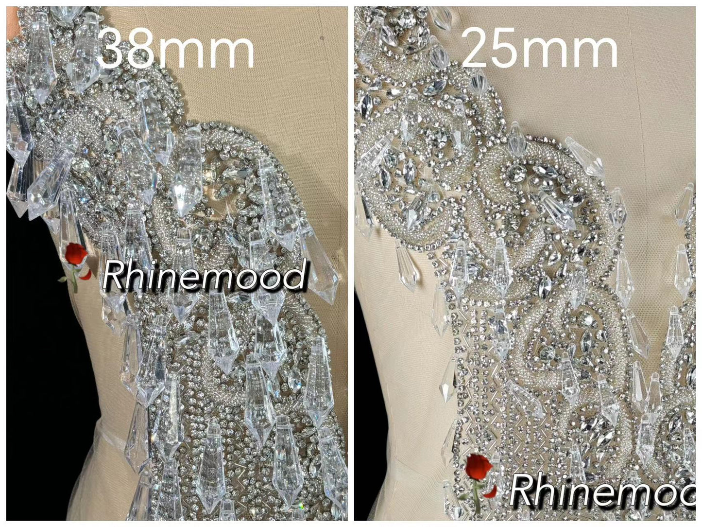 Bliss with Crystal Icicle Drops - Rhinestone Bodice Applique