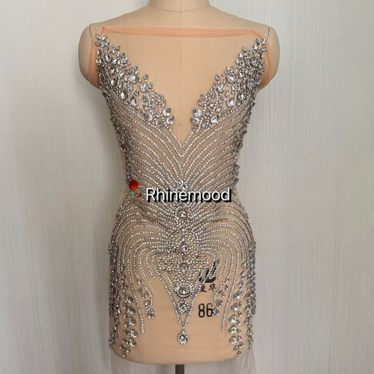 Kira(clear mesh) - Rhinestone Bodice Applique