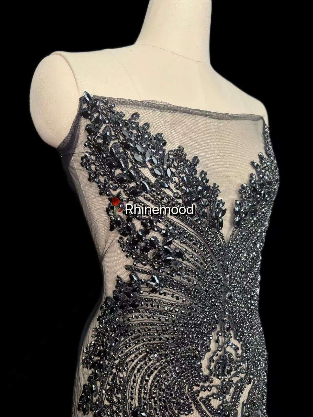 Kira(embroidered mesh) - Rhinestone Bodice Applique