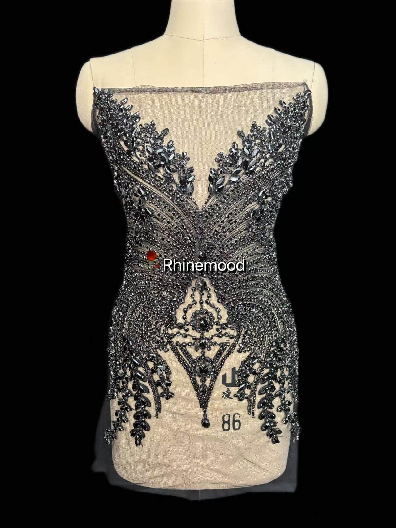Kira(embroidered mesh) - Rhinestone Bodice Applique
