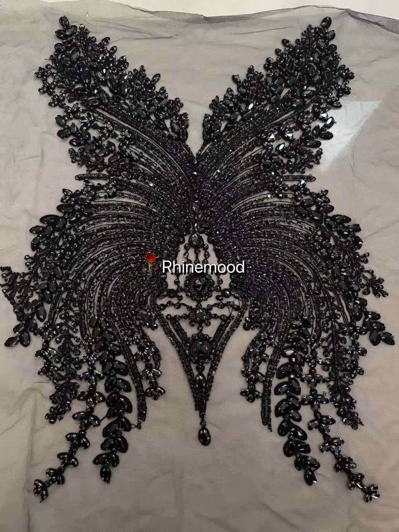 Kira(embroidered mesh) - Rhinestone Bodice Applique