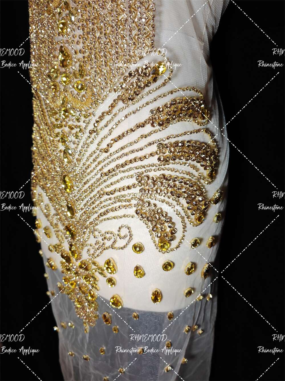 IN STOCK - Luxe Gold - Rhinestone Bodice Applique