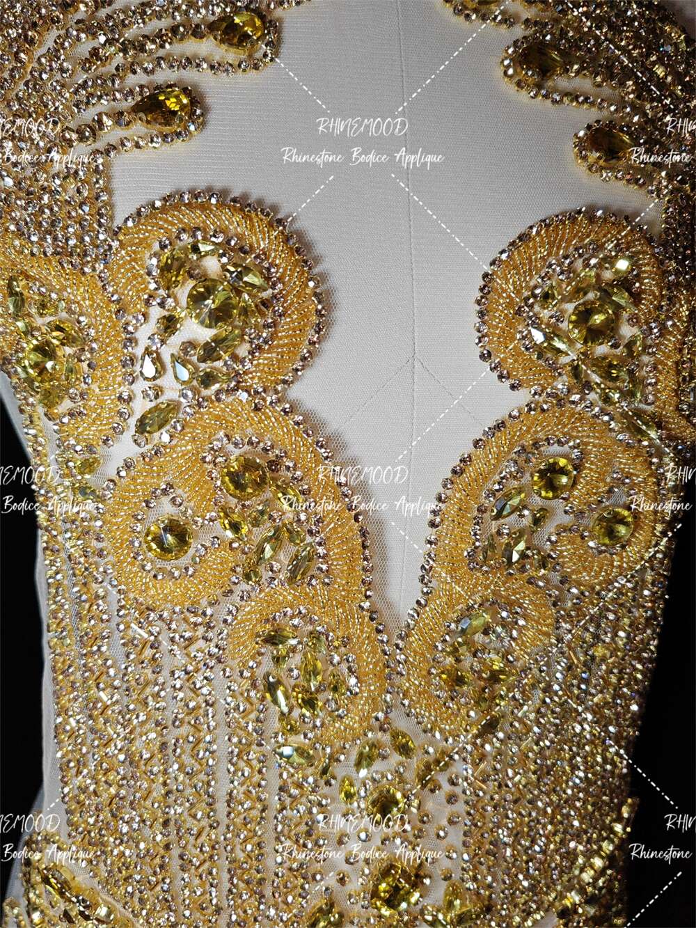 IN STOCK - Luxe Gold - Rhinestone Bodice Applique