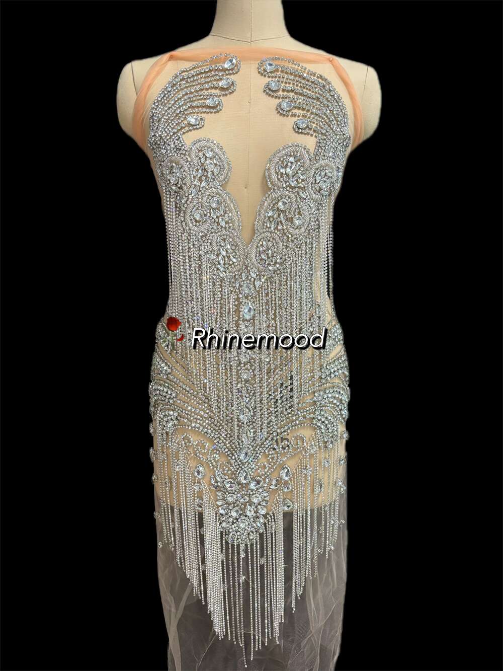 Luxe with fringe- Rhinestone Bodice Applique